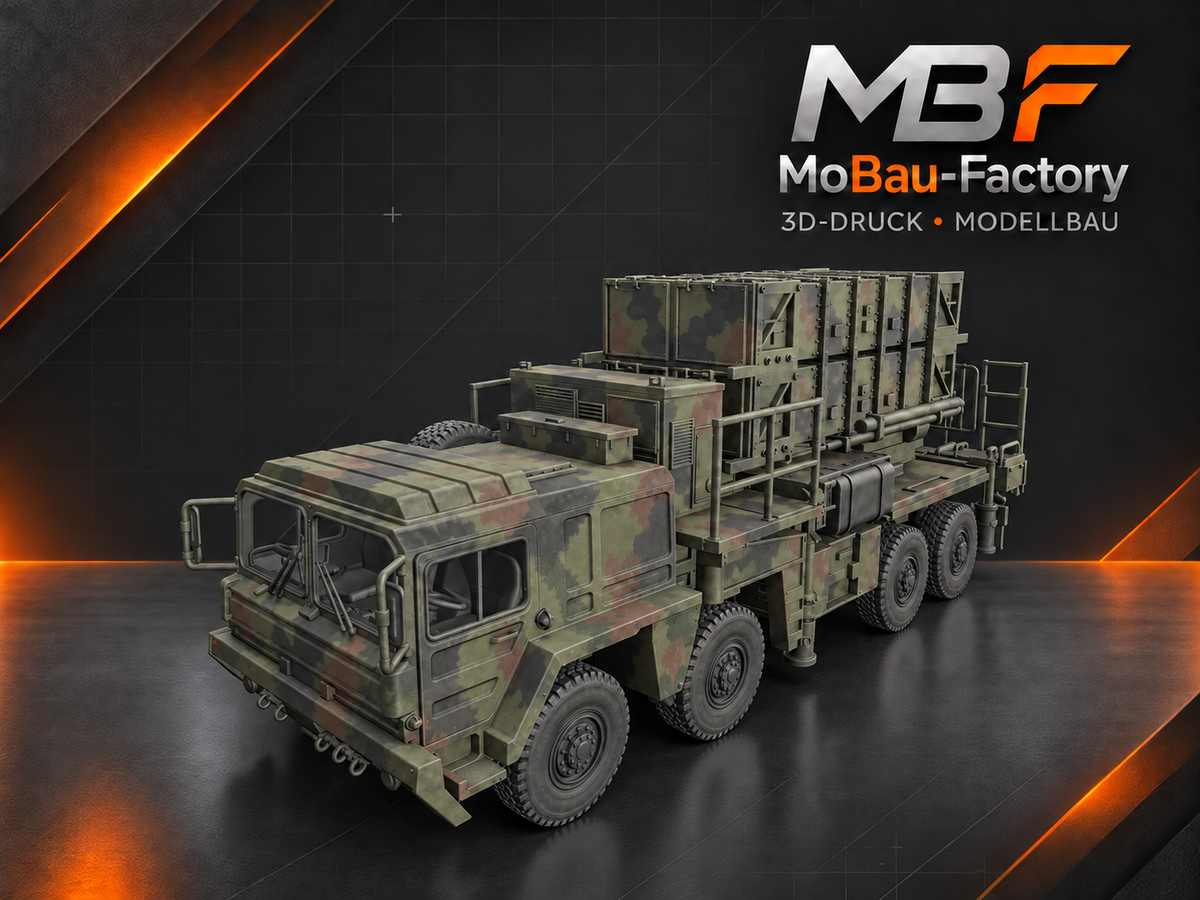 PATRIOT-Startgerät auf einem MAN KAT 1 A1 8×8 im Transport-Modus