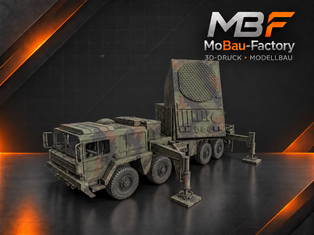 PATRIOT-Multifunktionsradar auf einem MAN KAT 1 A1 8×8 im Aktiv-Modus