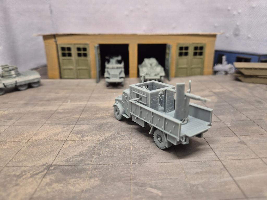 Armadillo Mk. III SPG Improvisierter gepanzerter Lastwagen mit Selbstfahrlafette