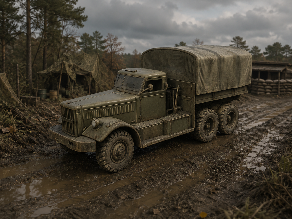 M20 Schwere Panzertransporter- und Ballastzugmaschine mit Panzerscheibe und geschlossener Planenaufbau