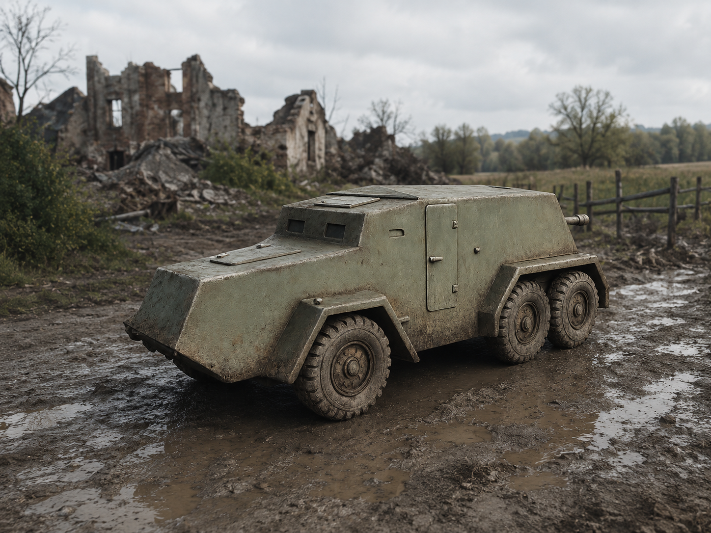 ACS Thornycroft Amazon 6×4 S.P. 17-pdr AT Gepanzerte selbstfahrende Panzerabwehrkanone Transport-Modus