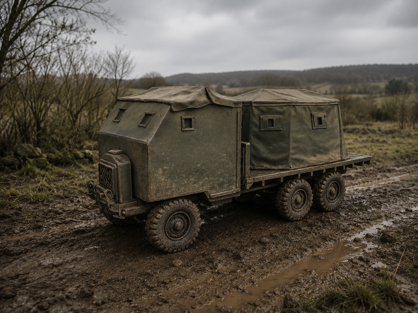 Type 2 Bison Mobile Pillbox Improvisierter gepanzerter Lastwagen und mobiler Bunker