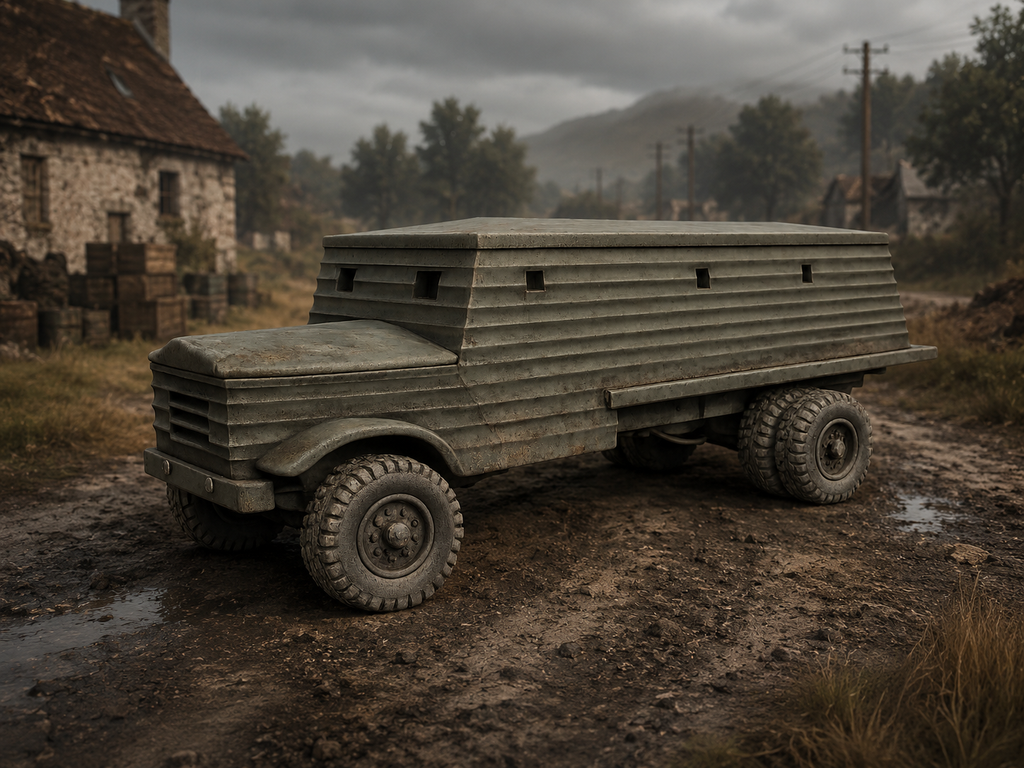 Type 3 Bison Mobile Pillbox Improvisierter gepanzerter Lastwagen und mobiler Bunker