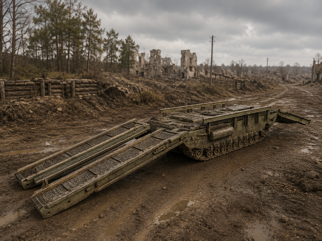 Churchill ARK Gepanzerter Rampenträger und Behelfsbrücke Aufgeklappte Einsatzstellung