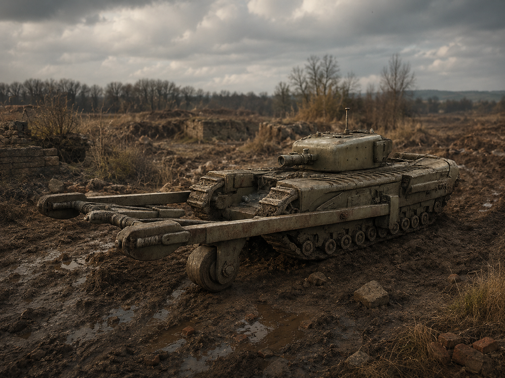 Churchill Mk. IV AVRE Gepanzerter Pionier- und Minenräumpanzer mit Minenroller