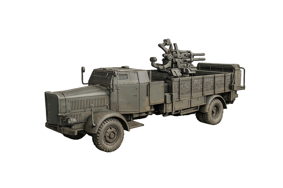 Mercedes-Benz L 4500 A als Flakwagen mit 2-cm-Flakvierling 38 Transport-Modus