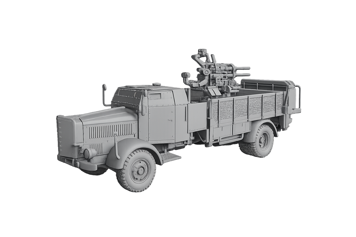 Mercedes-Benz L 4500 A als Flakwagen mit 2-cm-Flakvierling 38 Transport-Modus