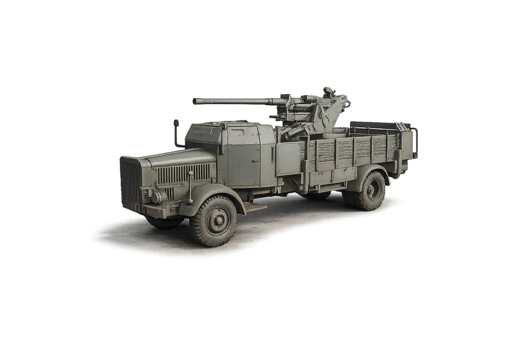 Mercedes-Benz L 4500 A als Flakwagen mit 3,7-cm-Flak 37 Transport-Modus