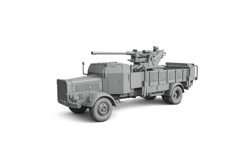 Mercedes-Benz L 4500 A als Flakwagen mit 3,7-cm-Flak 37 Transport-Modus