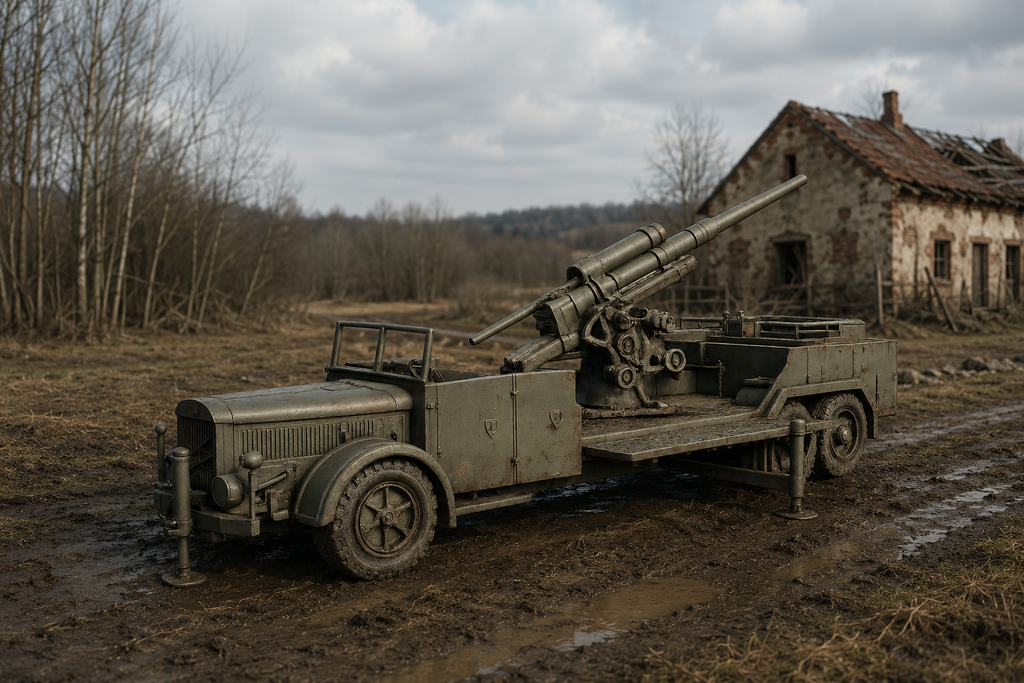 Selbstfahrlafette auf Fahrgestell VOMAG 7 OR 660 mit 8,8-cm-Flak Aktiv-Modus