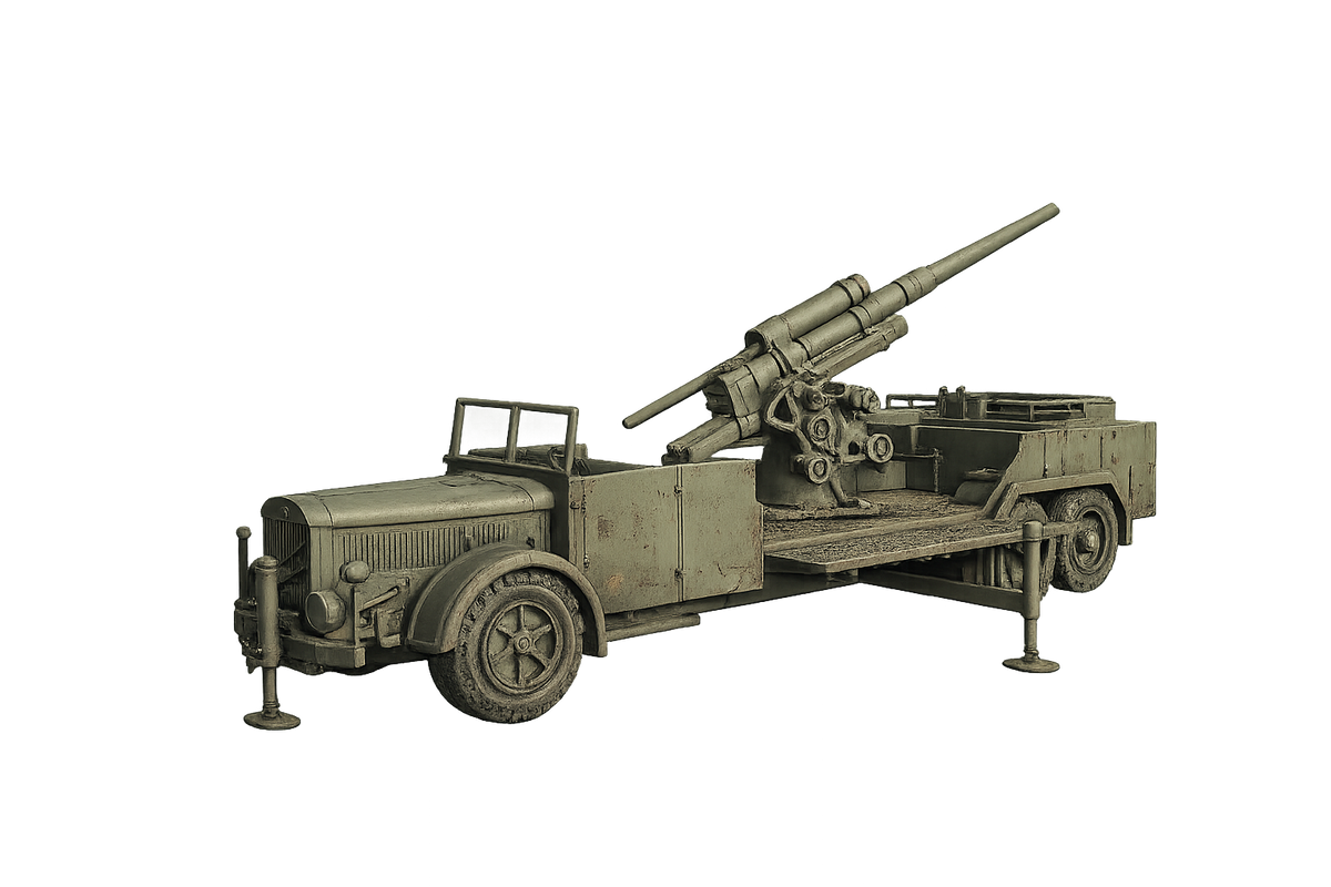 Selbstfahrlafette auf Fahrgestell VOMAG 7 OR 660 mit 8,8-cm-Flak Aktiv-Modus