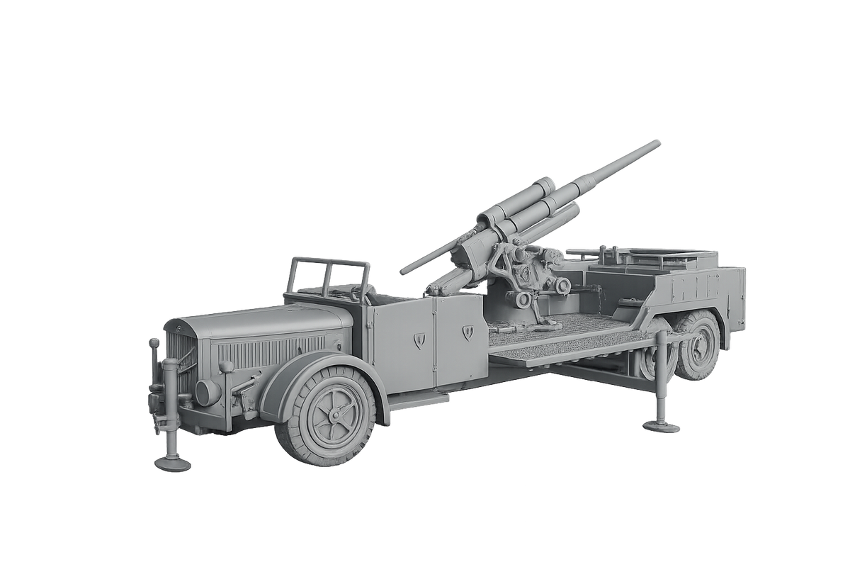 Selbstfahrlafette auf Fahrgestell VOMAG 7 OR 660 mit 8,8-cm-Flak Aktiv-Modus