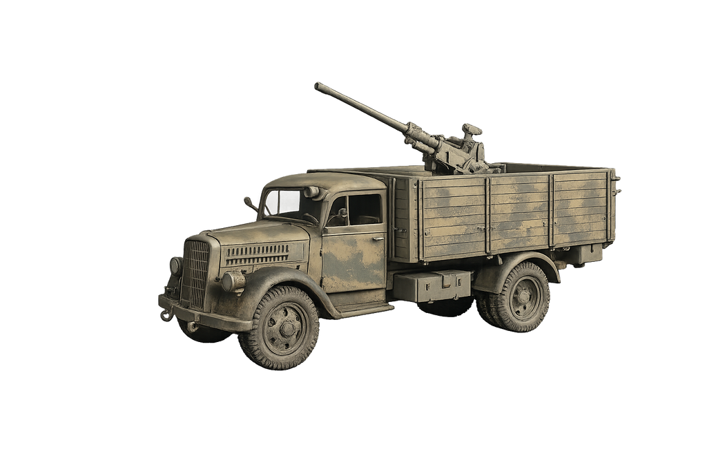 Opel Blitz mit 4-cm-Flak 28 Mobiles Flugabwehrfahrzeug beziehungsweise Feldumbau Aktiv-Modus