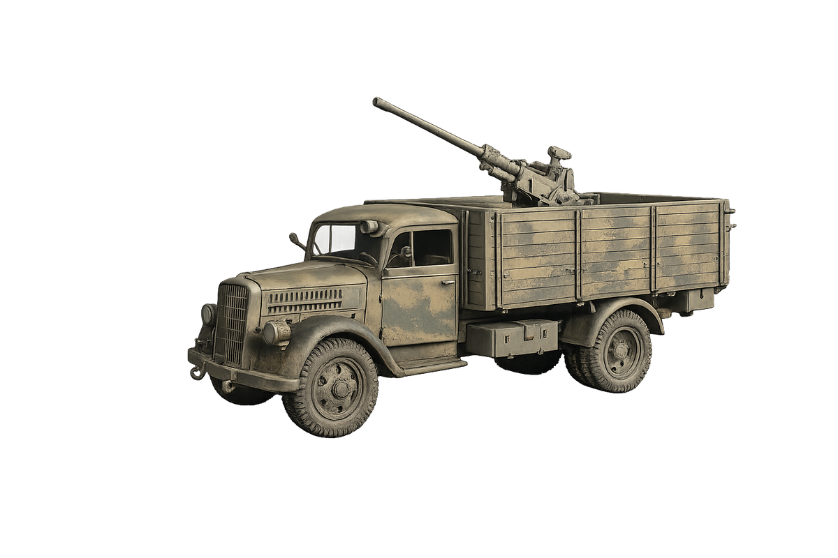 Opel Blitz mit 4-cm-Flak 28 Mobiles Flugabwehrfahrzeug beziehungsweise Feldumbau Aktiv-Modus