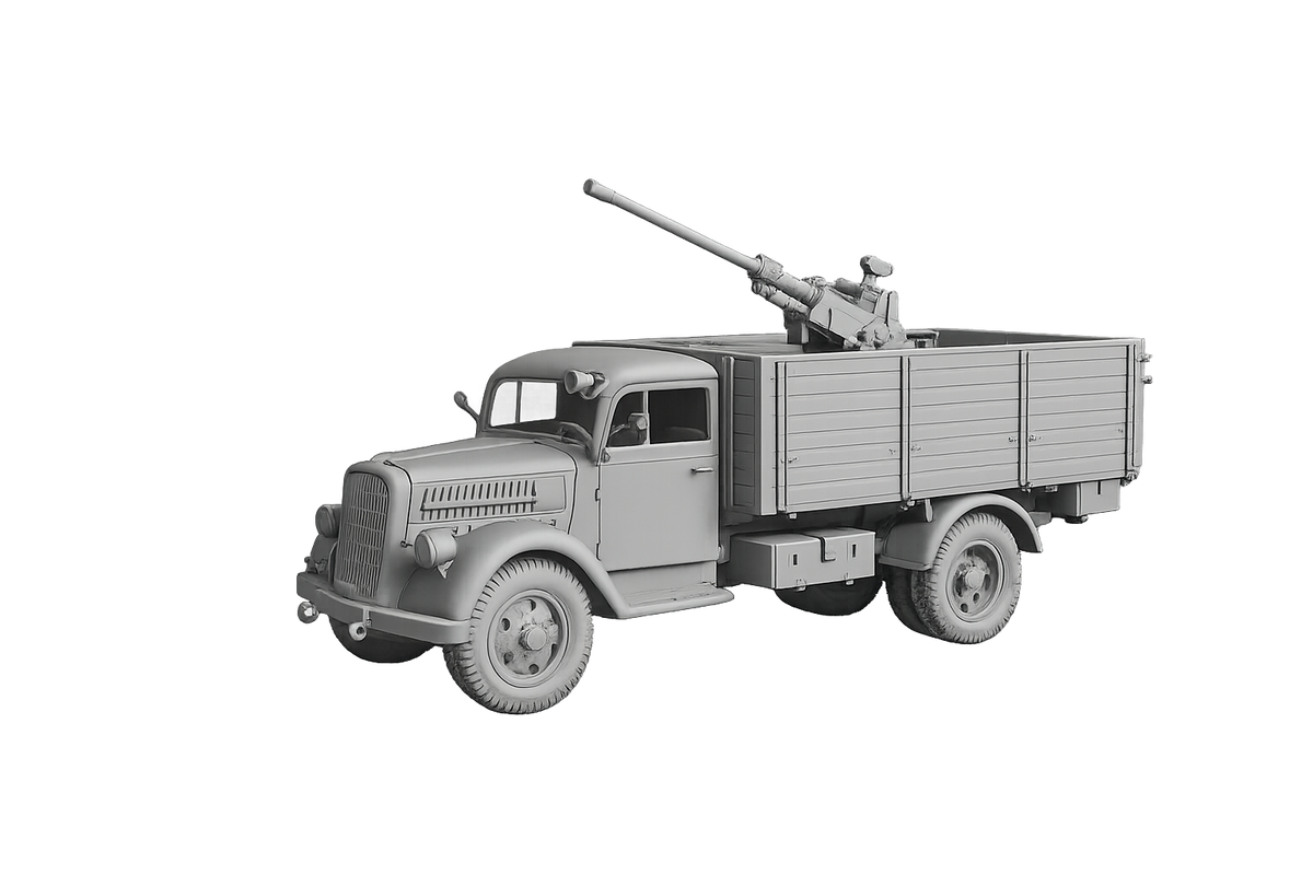 Opel Blitz mit 4-cm-Flak 28 Mobiles Flugabwehrfahrzeug beziehungsweise Feldumbau Aktiv-Modus