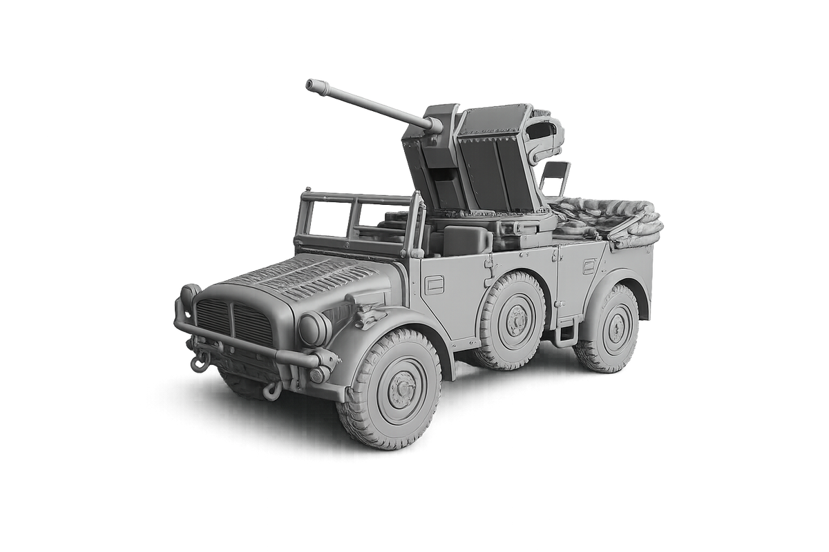 Horch 108 mit 2-cm-Flak 30 Schwerer geländegängiger Einheits-Pkw mit aufgesetztem Flugabwehrgeschütz