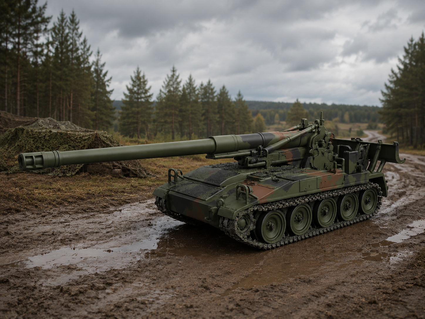 M110A2 Schwere Selbstfahrlafette Transport-Modus