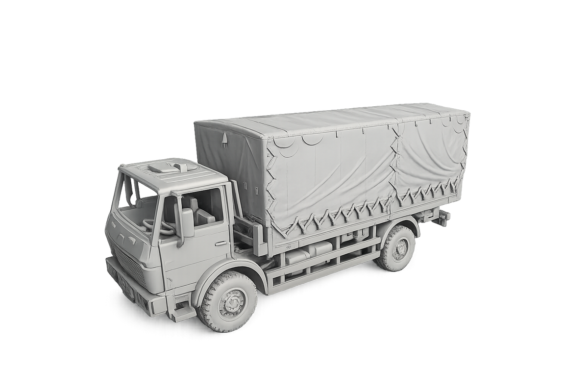 Mercedes-Benz 1017 A 5 t tmil Pritschen-Lkw mit Flachdach-Planenaufbau