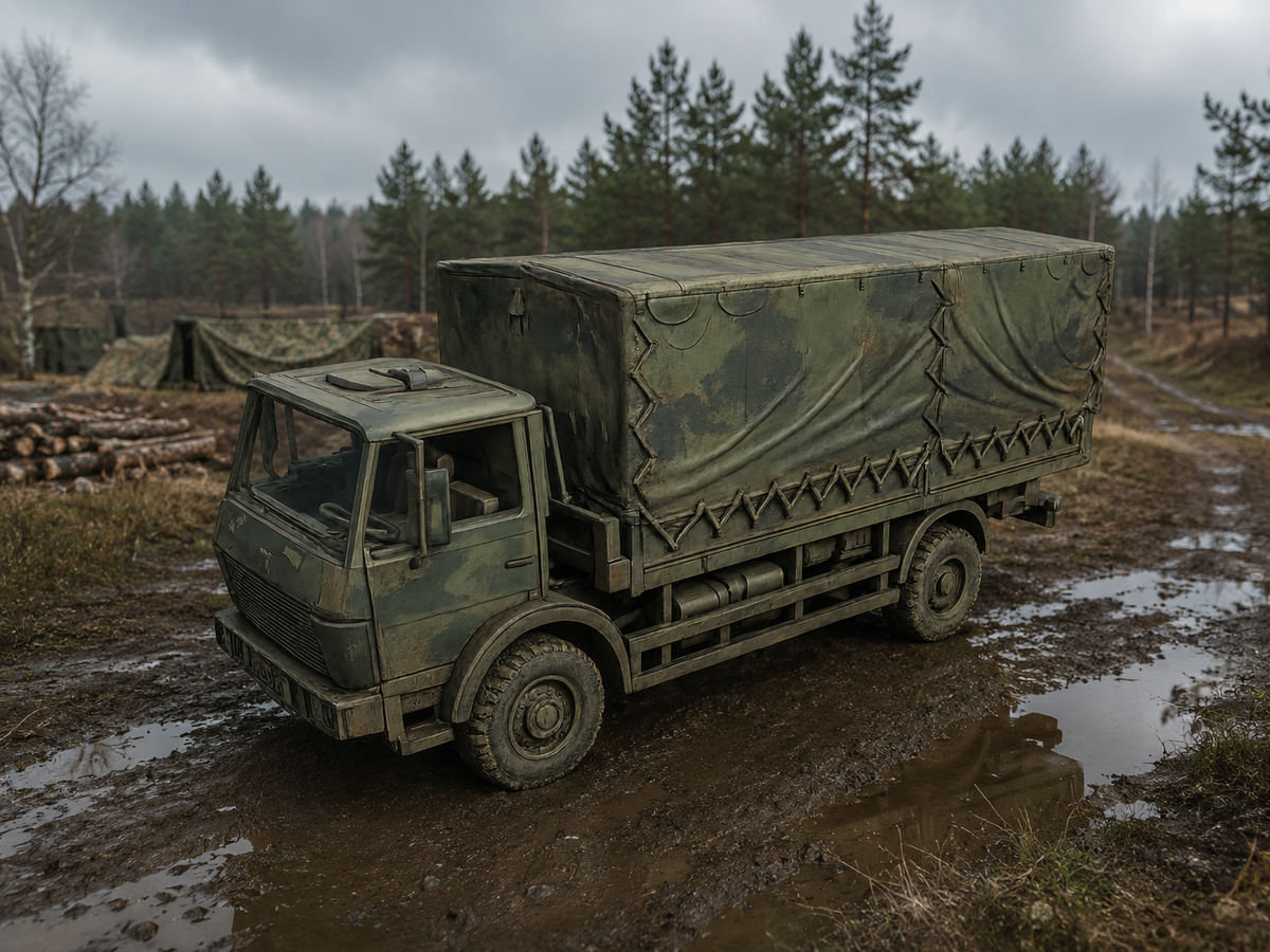 Mercedes-Benz 1017 A 5 t tmil Pritschen-Lkw mit Flachdach-Planenaufbau