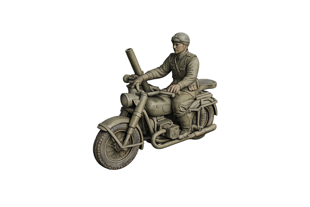 IMZ M-72 Motorradgespann mit Beiwagen und Mörser