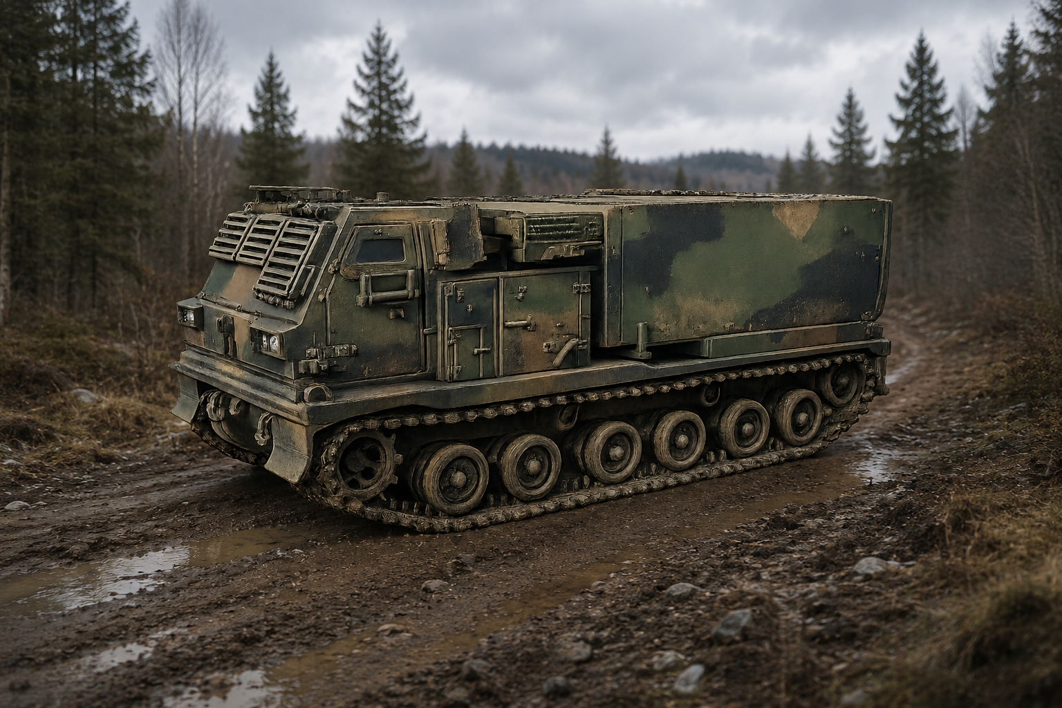 M270 MLRS Gepanzerter Mehrfachraketenwerfer Transport-Modus
