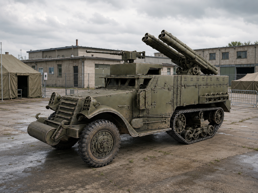 M2A1 mit zwei Dreifach-Raketenwerfern Experimenteller mobiler Raketenwerfer