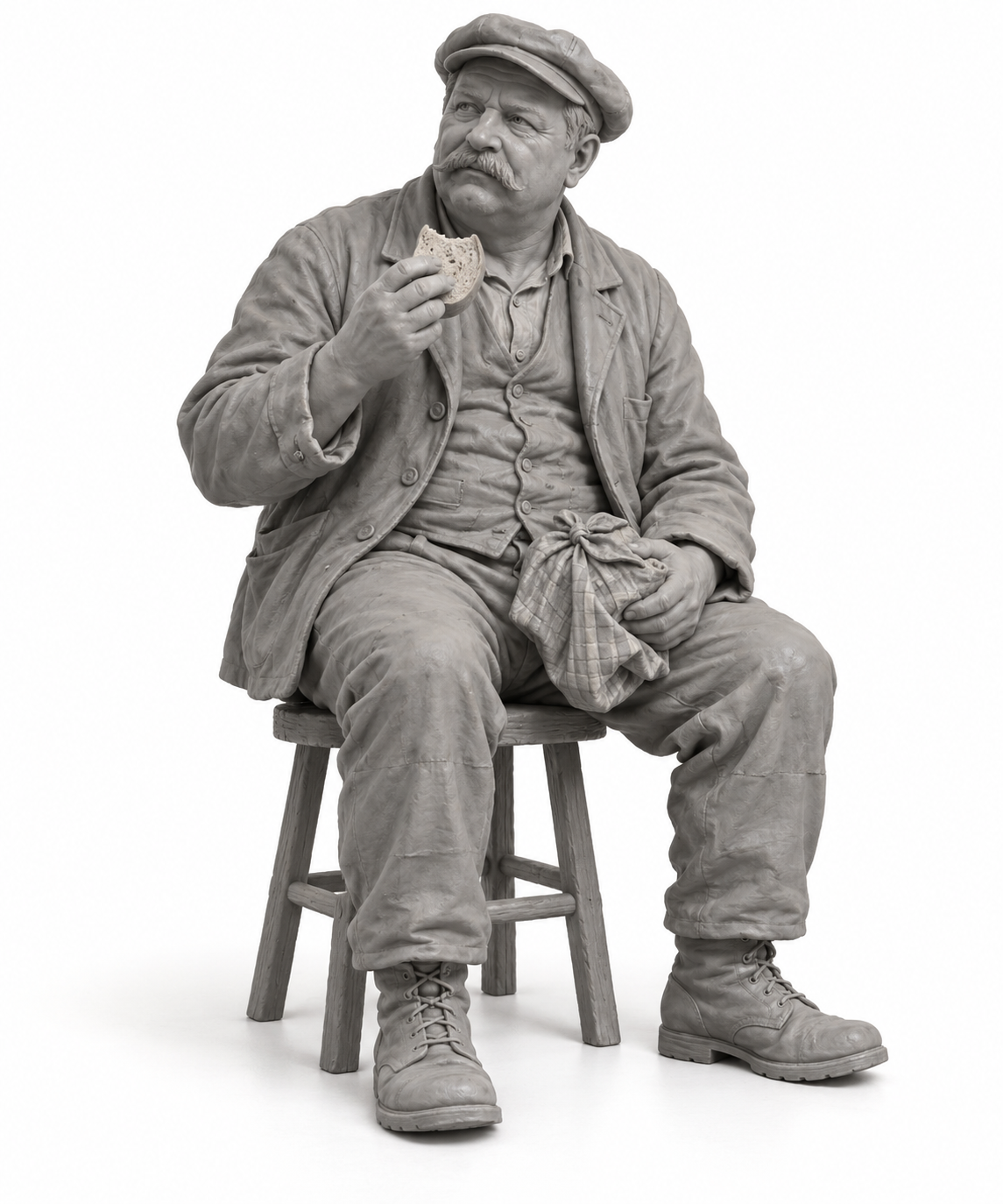 Bergmann bei der Brotzeit - Historische Berufe um 1900–1930 - Bergleute