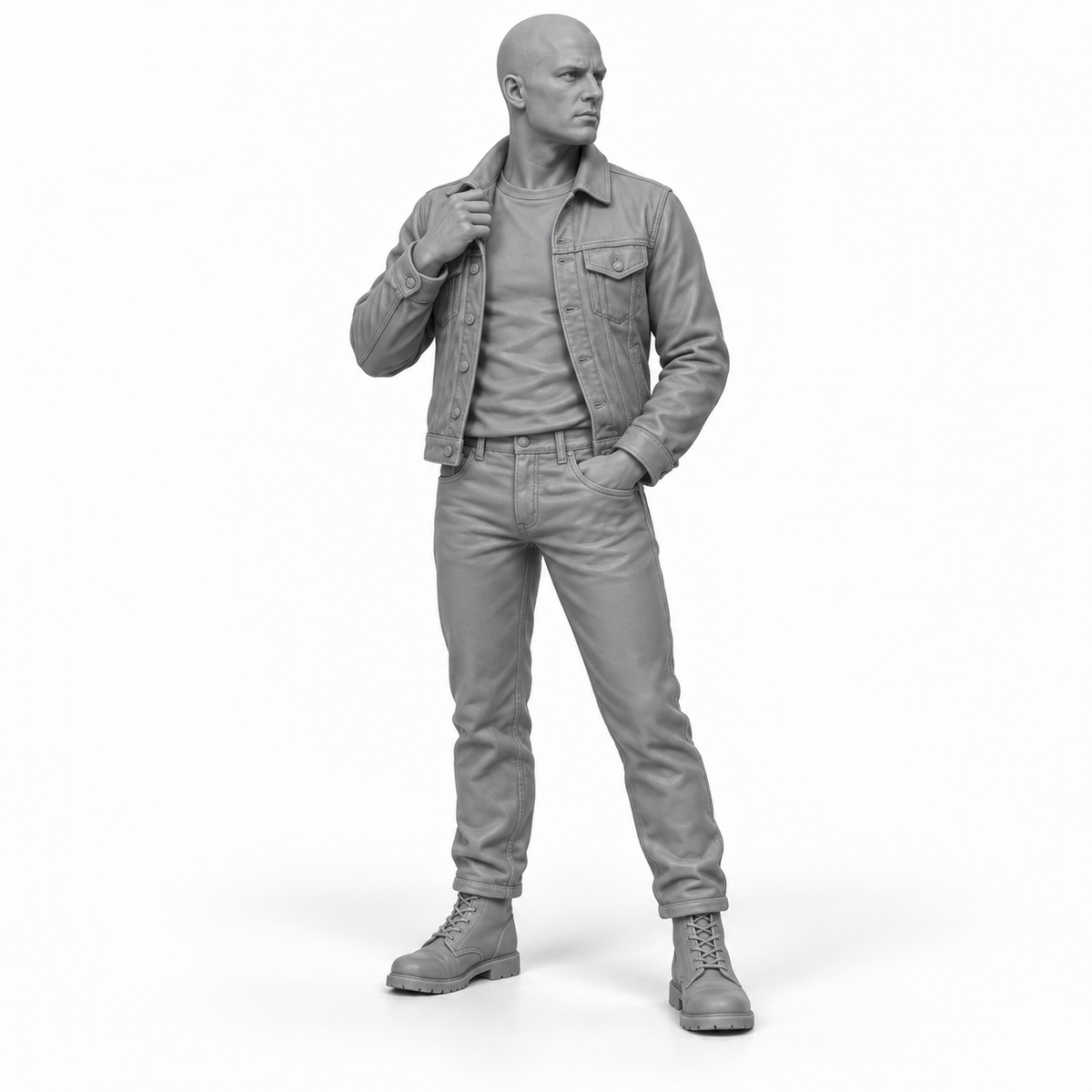 Skinhead mit Jeansjacke - Subkulturen & Straßenleben - Skinhead-Subkultur