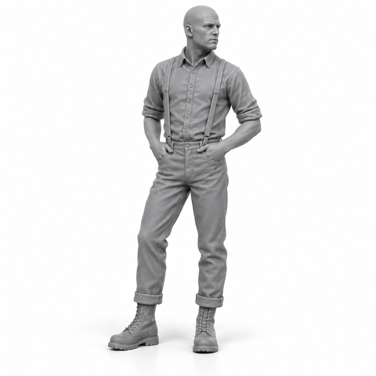 Skinhead in lässiger Haltung - Subkulturen & Straßenleben - Skinhead-Subkultur