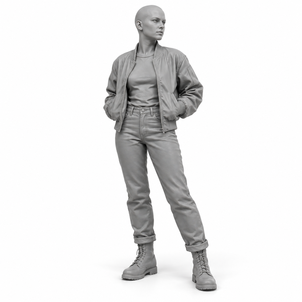 Skinhead-Frau mit Bomberjacke - Subkulturen & Straßenleben - Skinhead-Subkultur