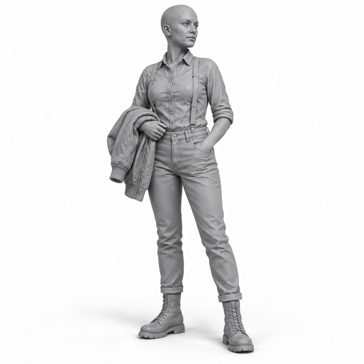 Skinhead-Frau mit Hosenträgern - Subkulturen & Straßenleben - Skinhead-Subkultur