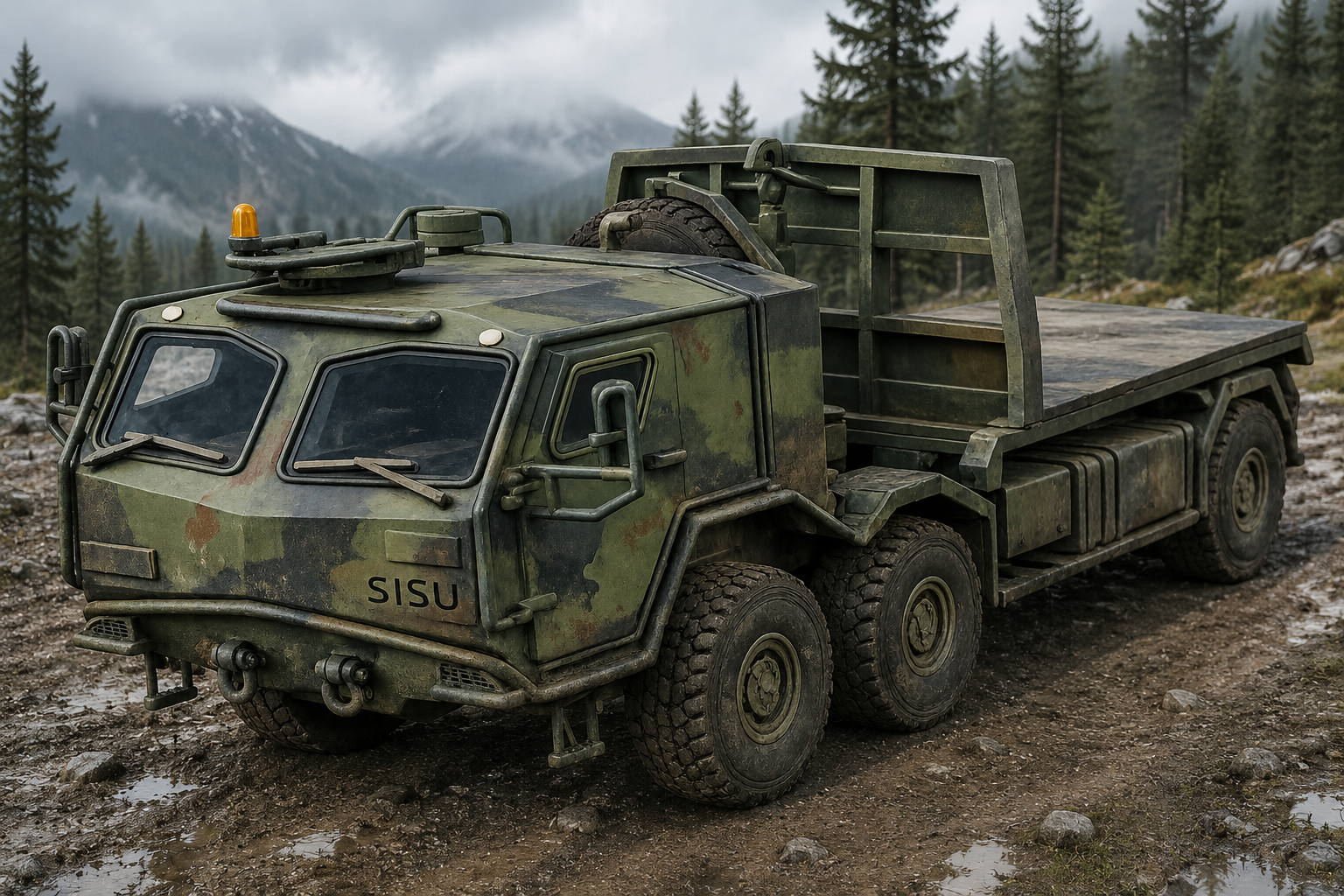 Sisu E13TP 8×8 Hakenlader Schwerer militärischer Geländelastkraftwagen