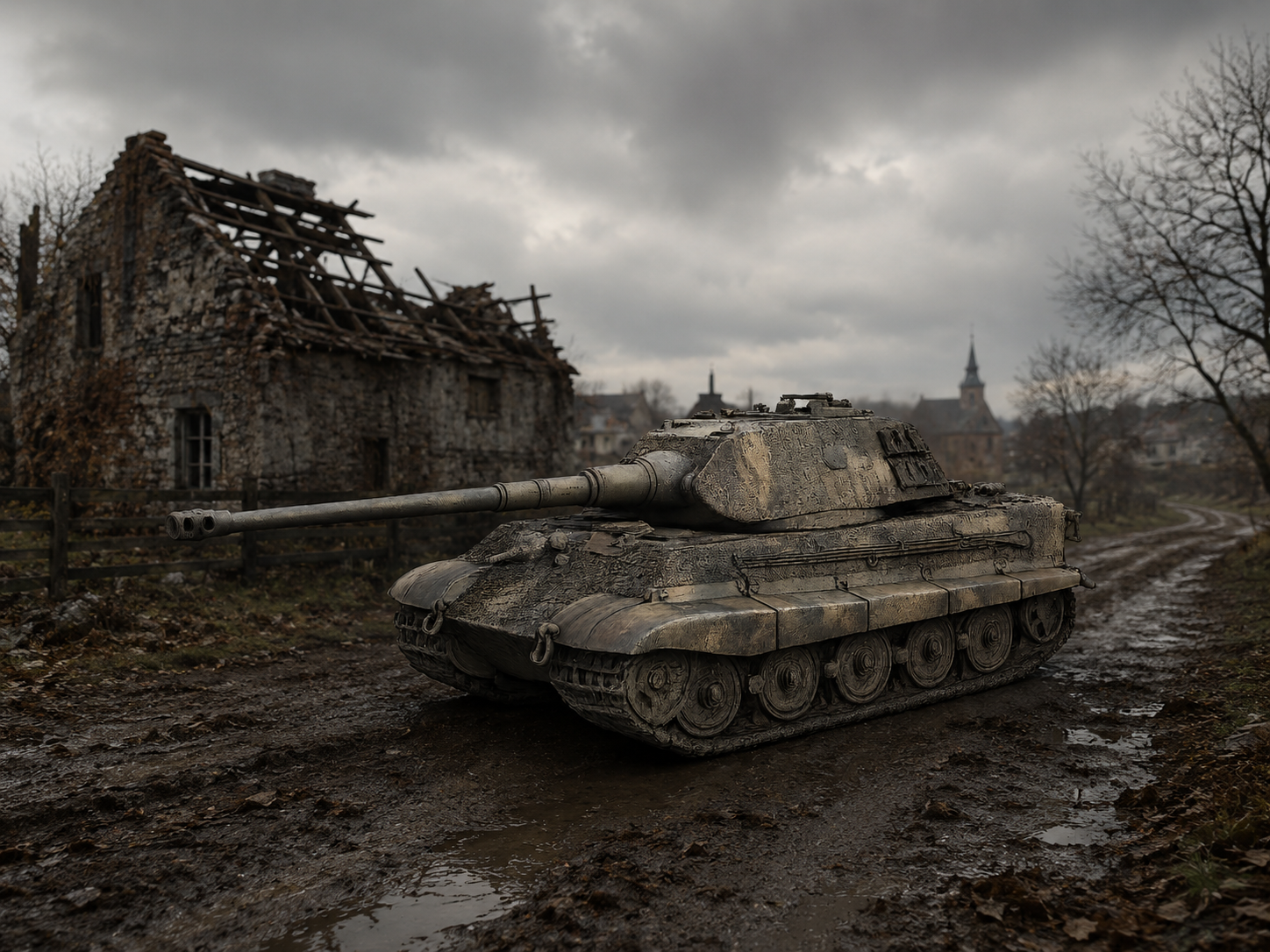 Sd.Kfz. 182 Tiger II / Königstiger Panzerkampfwagen Tiger Ausf. B Frühe Ausführung mit sogenanntem Porsche-Turm und Zimmerit