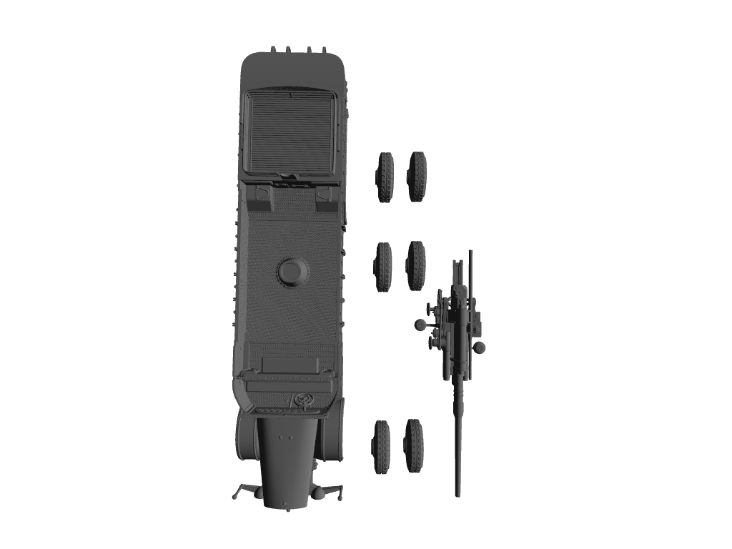 Selbstfahrlafette auf Fahrgestell VOMAG 7 OR 660 mit 8,8-cm-Flak Transport-Modus
